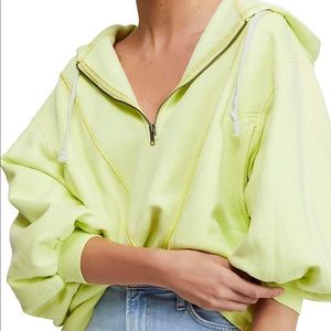 NWT Free People High Road Pullover Sweatshirt in Electric Lime